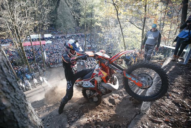 Manuel Lettenbichler performs at the eighth stop of the World Enduro Super Series at Griessbach, Germany on November 2, 2019.