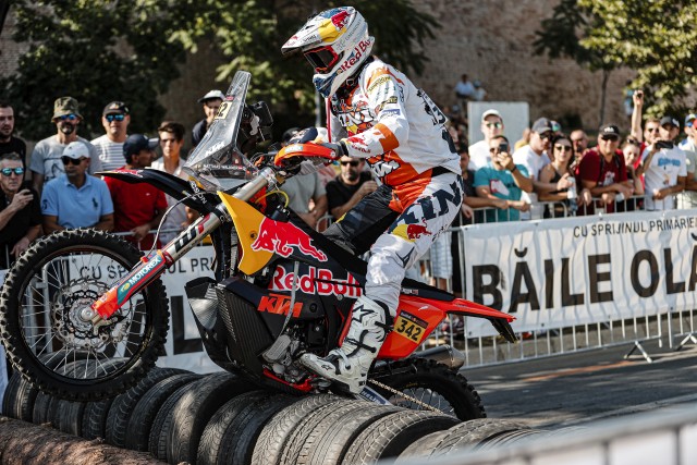 Matthias Walkner performs during the fifth stop of the FIM Hard Enduro World Championship - Red Bull Romaniacs - in Sibiu, Romania on July 26, 2022.