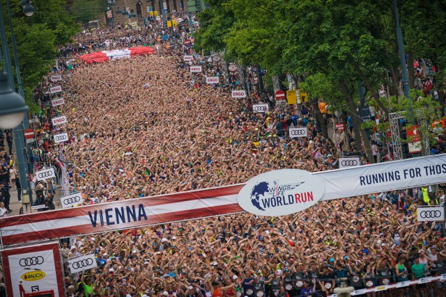Participants perform during the Wings for Life World Run Flagship Run in Vienna, Austria on May 8, 2022 // Philip Platzer for Wings for Life World Run // SI202205080320 // Usage for editorial use only //