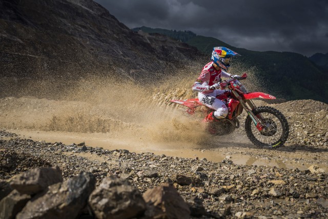Andrea Verona performs during the Red Bull Erzbergrodeo 2023 in Eisenerz, Austria on June 9, 2023