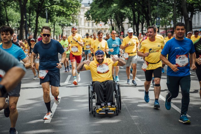 Participant seen during the Wings for Life World Run in Vienna, Austria on May 05, 2024
